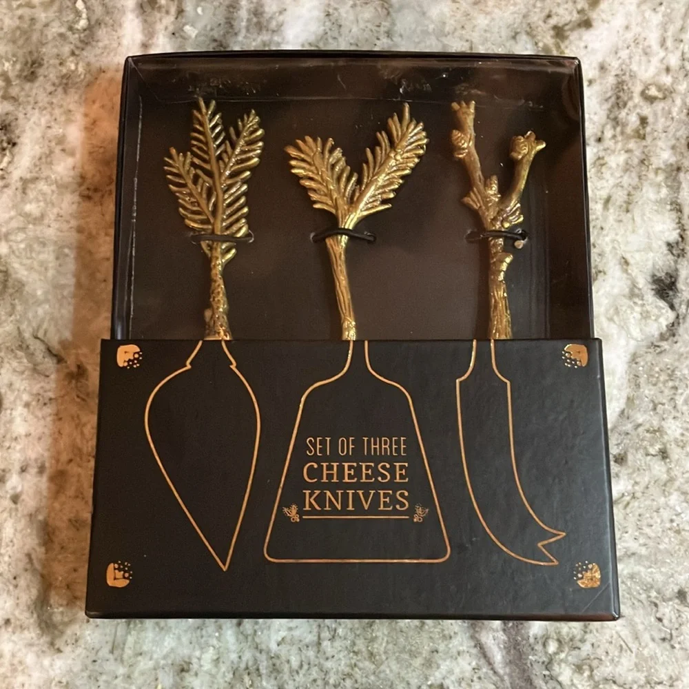 Anthropologie Home 3-Piece Everest Cheese Knives Set New
